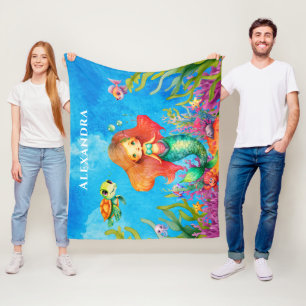 Couverture Polaire Nom du monogramme mignon Sirène côtière