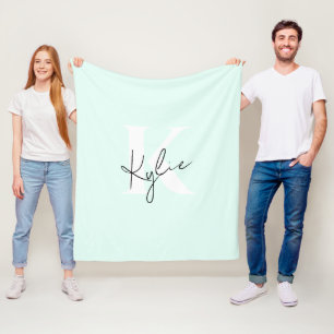 Couverture Polaire Nom du monogramme personnalisé de la crème à la me