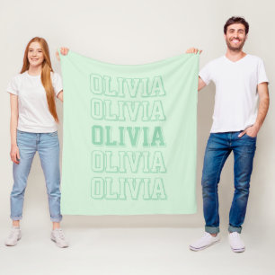 Couverture Polaire Nom du monogramme vert de Varsity Pastel personnal