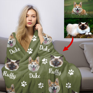 Couverture Polaire Nom et photo du chat et du chien personnalisés, Ve