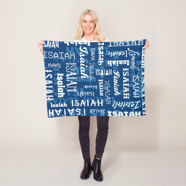 Couverture Polaire Nom fait sur commande personnalisé pour Isaïe (En situation)