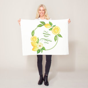Couverture Polaire Nom floral de bébé de monogramme d'agrume fait s