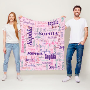 Couverture Polaire Nom moderne Graffiti Pink Names Motif