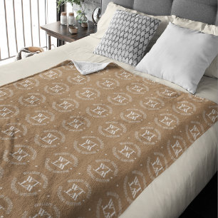 Couverture Polaire Nom Monogramme estampillé sur tout Light Brown