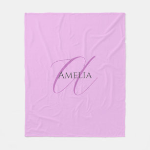 Couverture Polaire Nom Monogramme Lettre initiale Orchid & Lilac