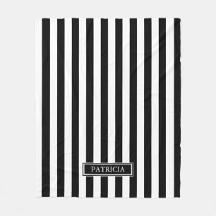 Couverture Polaire Nom noir et blanc de coutume de rayures verticales