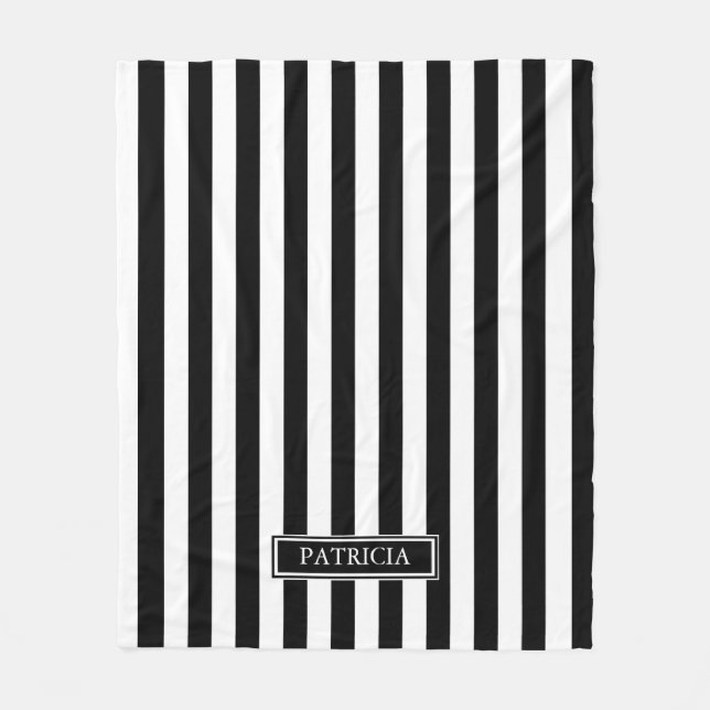 Couverture Polaire Nom noir et blanc de coutume de rayures verticales (Devant)