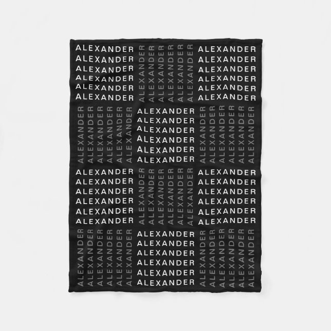 Couverture Polaire Nom ou mot Motif gris noir et blanc (Devant)
