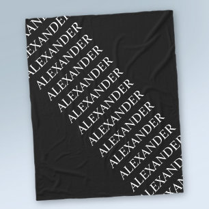 Couverture Polaire Nom ou Motif de mot en cours de répétition noir et