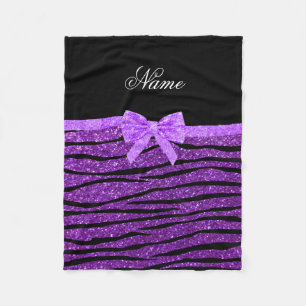 Couverture Polaire Nom parties scintillant violette zèbre rayures pou