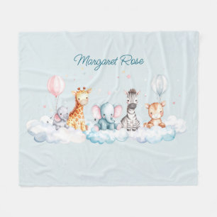 Couverture Polaire Nom personnalisé Baby Zebra avec tous ses amis