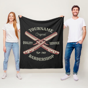 Couverture Polaire NOM PERSONNALISÉ Barber Droit Razor Barbershop