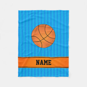 Couverture Polaire Nom personnalisé basketball ciel bandes bleues