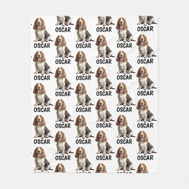 Couverture Polaire Nom personnalisé Basset Hound (Devant)