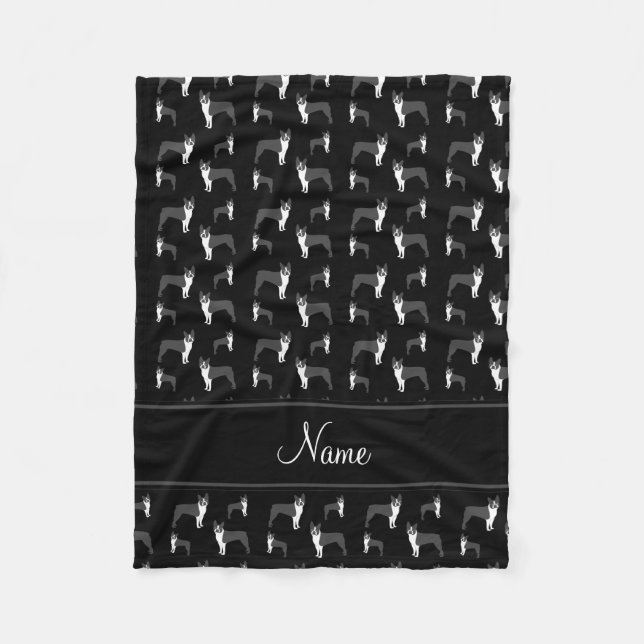 Couverture Polaire Nom personnalisé black boston terrier (Devant)