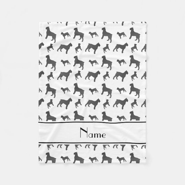Couverture Polaire Nom personnalisé blanc Giant Schnauzer chiens (Devant)