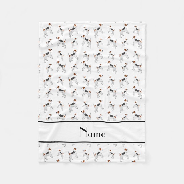 Couverture Polaire Nom personnalisé blanc renard terrier chiens (Devant)