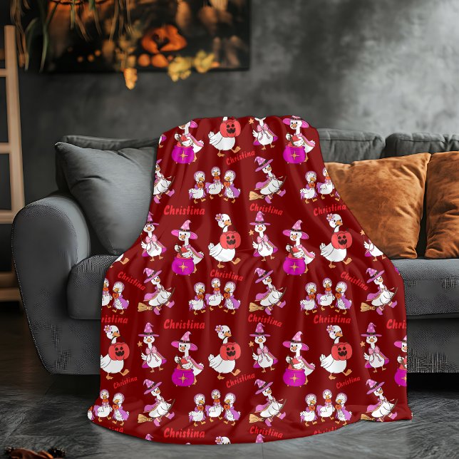 Couverture Polaire Nom personnalisé Blanket Cute Goose Halloween (Créateur téléchargé)