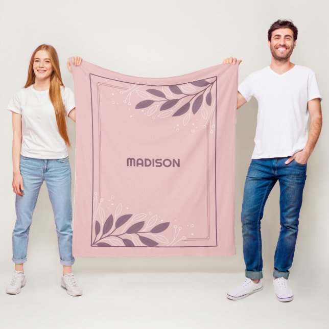 Couverture Polaire Nom personnalisé Cadre feuilleté (En situation)