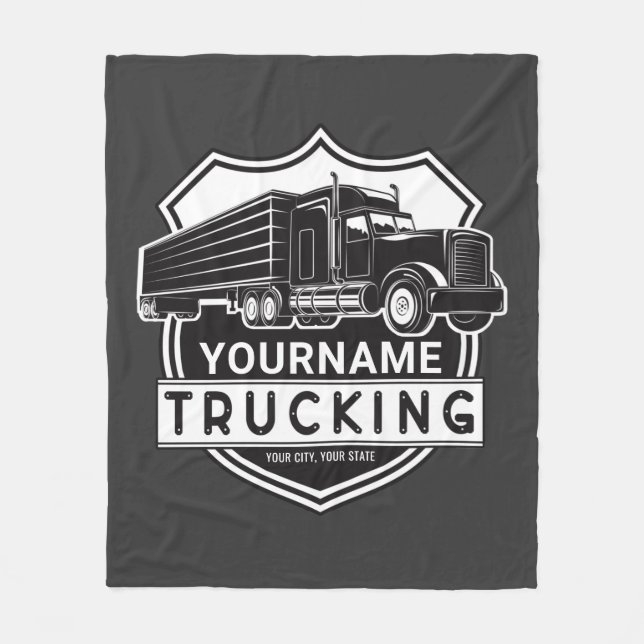 Couverture Polaire NOM personnalisé Camions Big Rig Semi Trucker (Devant)