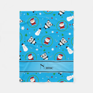 Couverture Polaire Nom personnalisé ciel bleu panda santas noël