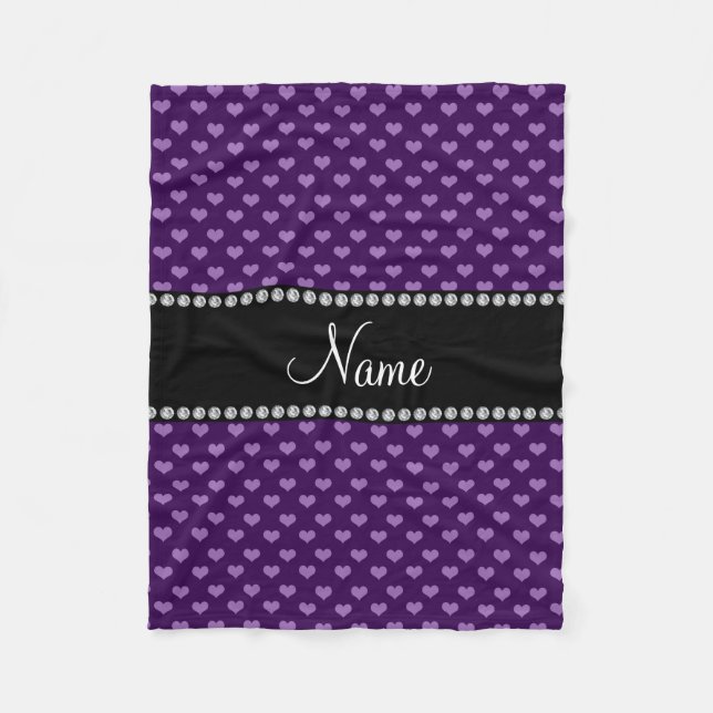 Couverture Polaire Nom personnalisé coeur pourpre (Devant)