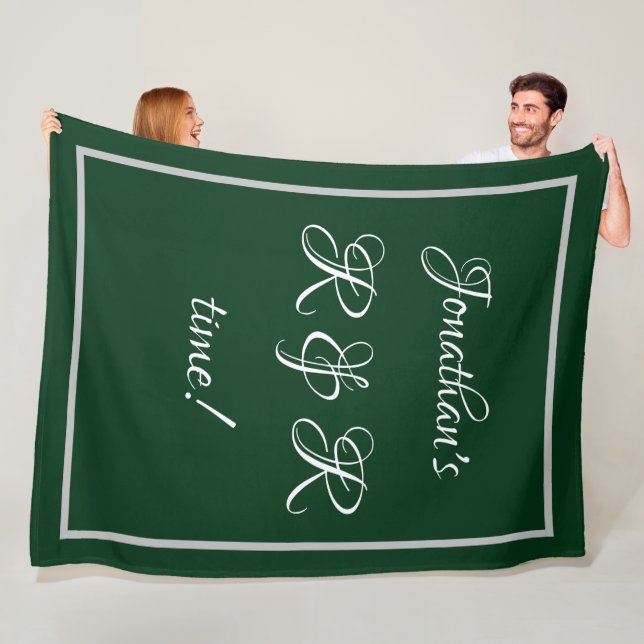 Couverture Polaire Nom personnalisé cool Forest Green "R & R time" (En situation)