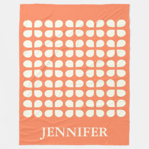 Couverture Polaire Nom personnalisé Crème orange Rétro Géométrique