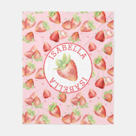 Couverture Polaire Nom personnalisé de fraise d'aquarelle