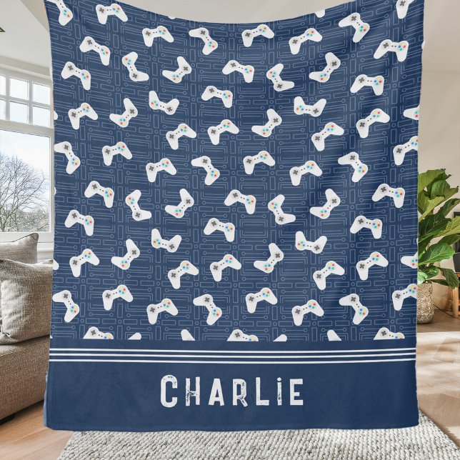 Couverture Polaire Nom personnalisé du Motif du jeu vidéo Monogramme (Créateur téléchargé)