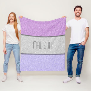 Couverture Polaire Nom personnalisé Faux Paillettes Brillance