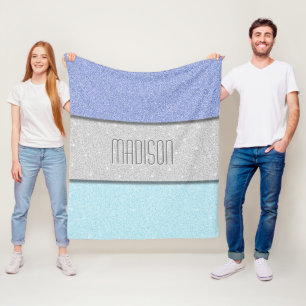 Couverture Polaire Nom personnalisé Faux Paillettes Brillants