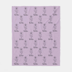 Couverture Polaire Nom personnalisé Février violet Fleur de naissance