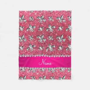 Couverture Polaire Nom personnalisé fleur de lis parties scintillant