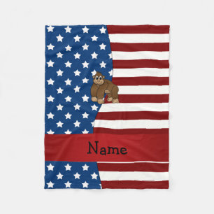 Couverture Polaire Nom personnalisé Gorille patriotique