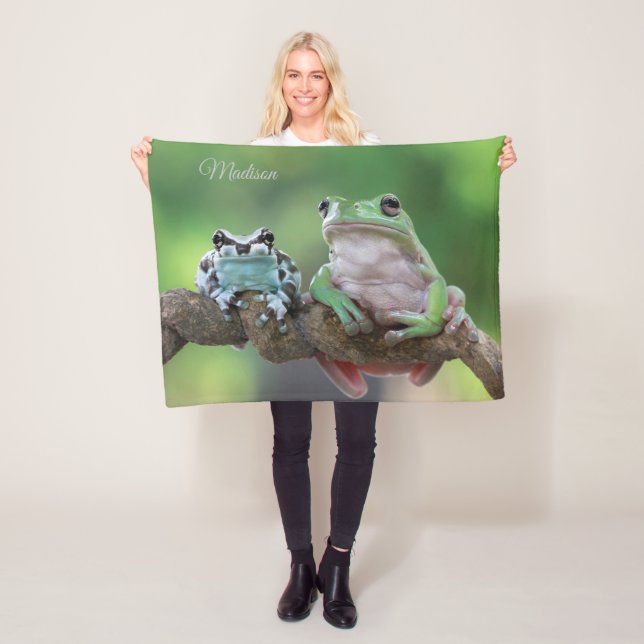 Couverture Polaire Nom personnalisé Grenouille Blanche polaire (En situation)