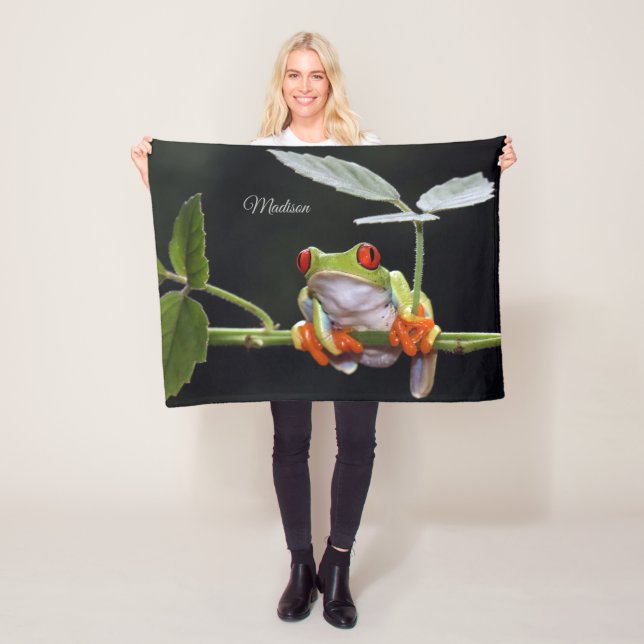 Couverture Polaire Nom personnalisé Grenouille Blanche polaire (En situation)