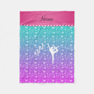 Couverture Polaire Nom personnalisé gymnaste rythmique coeur bleu ros