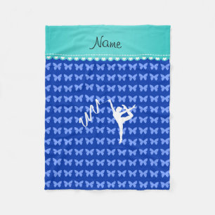 Couverture Polaire Nom personnalisé gymnaste rythmique papillons bleu