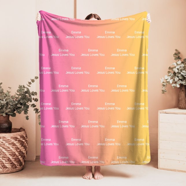 Couverture Polaire Nom personnalisé Jésus vous aime Fleece Blanket Om (Créateur téléchargé)