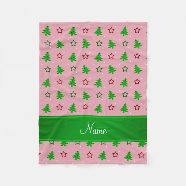 Couverture Polaire Nom personnalisé joli rose étoiles de noël (Devant)