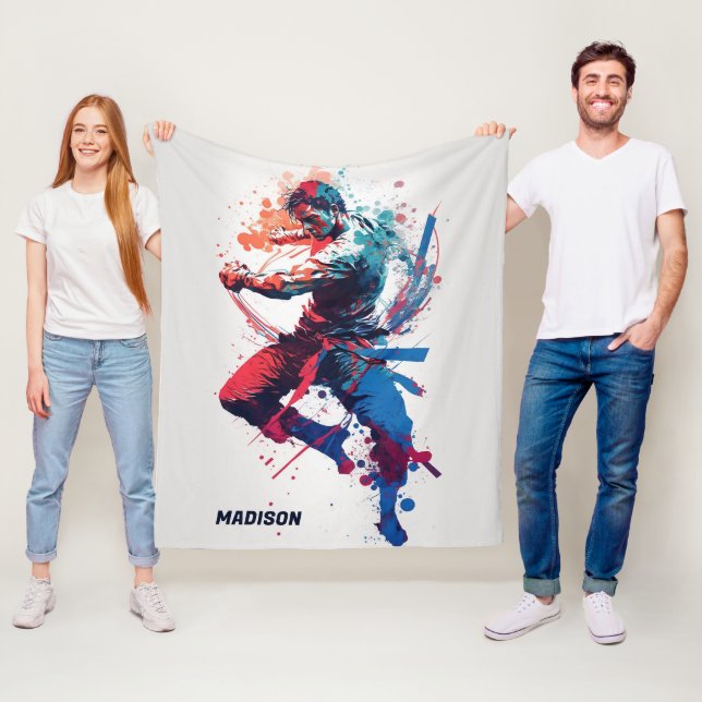 Couverture Polaire Nom personnalisé Martial Arts (En situation)