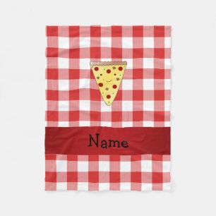 Couverture Polaire Nom personnalisé mignon pizza rouge à damiers