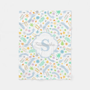 Couverture Polaire Nom personnalisé / Monogramme Bébé Fille Blanche p