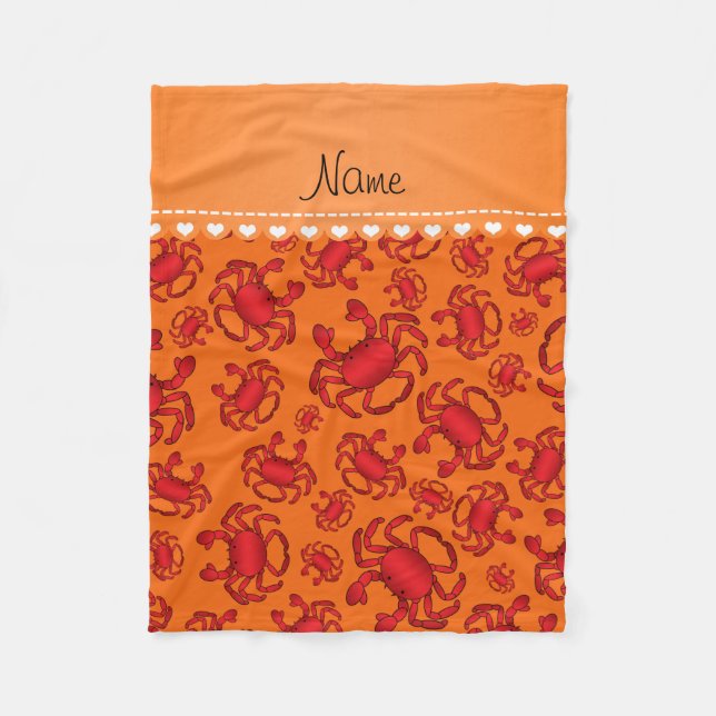 Couverture Polaire Nom personnalisé motif de crabe rouge orange (Devant)