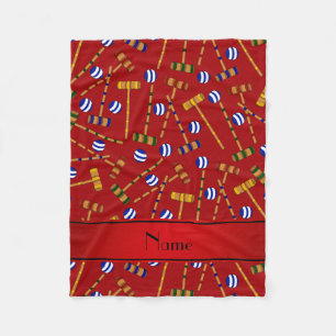 Couverture Polaire Nom personnalisé motif de croquet rouge