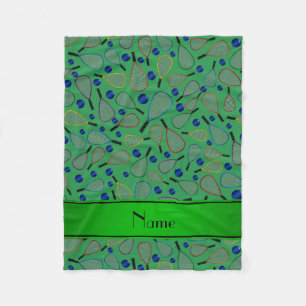 Couverture Polaire Nom personnalisé motif de racquetball vert