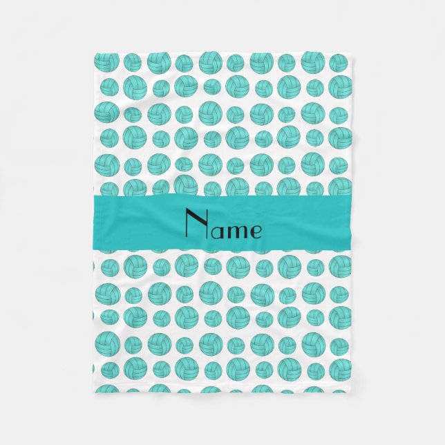 Couverture Polaire Nom personnalisé motif de volley-ball turquoise (Devant)