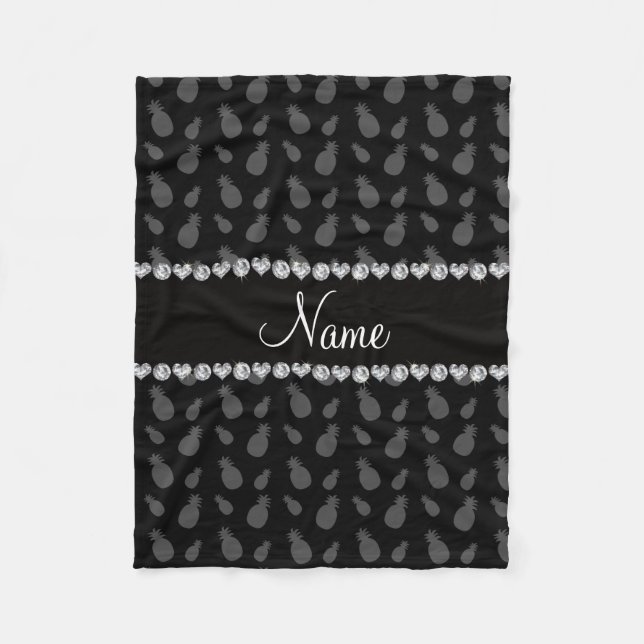 Couverture Polaire Nom personnalisé motif noir ananas (Devant)