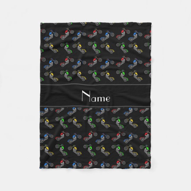 Couverture Polaire Nom personnalisé motocyclettes noires (Devant)